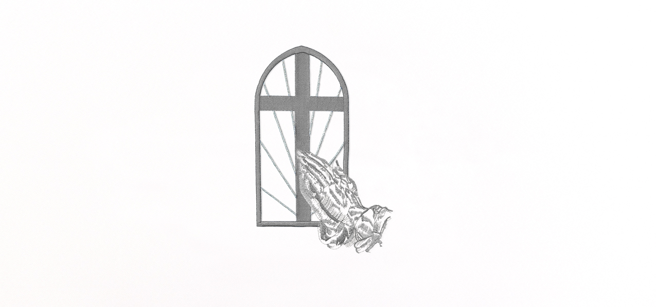 Church Window Hands Silver White Faux